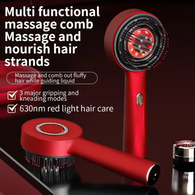 Electric Massage Comb Red Light Vibration Head Massage Comb Oil Applicator Nourishing Scalp Brush Hair Growth anti Loss Care